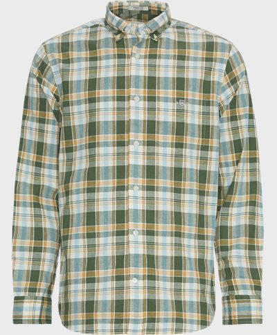 Gant Skjorter REG COTTON LINEN CHECK SHIRT 3240062 Grøn
